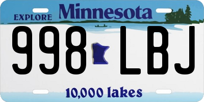 MN license plate 998LBJ