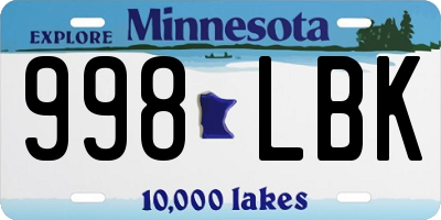 MN license plate 998LBK