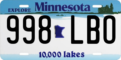 MN license plate 998LBO