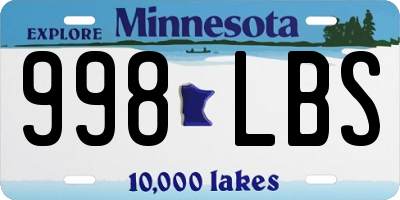 MN license plate 998LBS