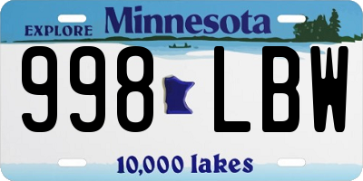 MN license plate 998LBW