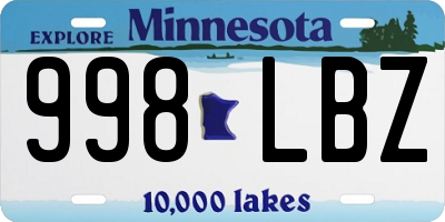 MN license plate 998LBZ