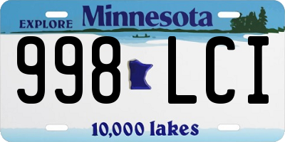 MN license plate 998LCI