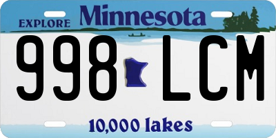 MN license plate 998LCM