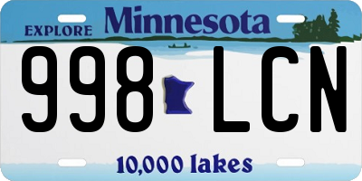 MN license plate 998LCN