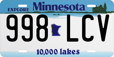 MN license plate 998LCV
