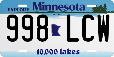 MN license plate 998LCW