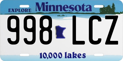 MN license plate 998LCZ