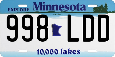 MN license plate 998LDD