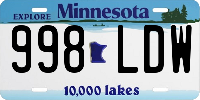 MN license plate 998LDW
