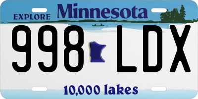 MN license plate 998LDX