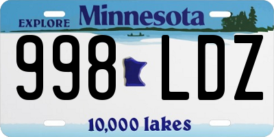 MN license plate 998LDZ