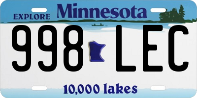 MN license plate 998LEC