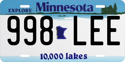 MN license plate 998LEE