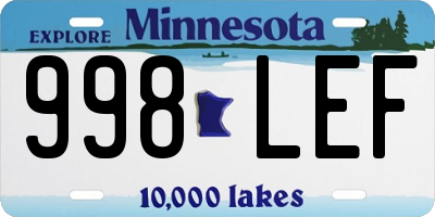 MN license plate 998LEF