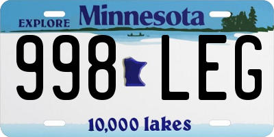 MN license plate 998LEG