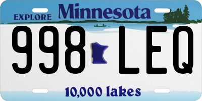 MN license plate 998LEQ