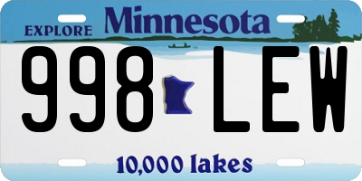 MN license plate 998LEW