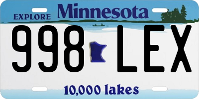 MN license plate 998LEX
