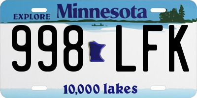 MN license plate 998LFK
