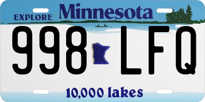 MN license plate 998LFQ