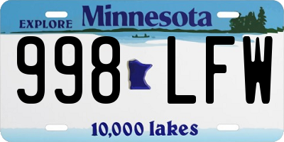 MN license plate 998LFW