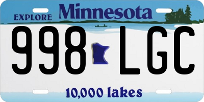 MN license plate 998LGC