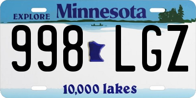 MN license plate 998LGZ
