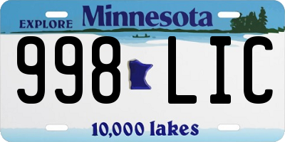 MN license plate 998LIC