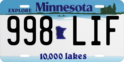 MN license plate 998LIF