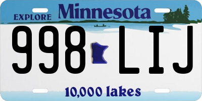 MN license plate 998LIJ
