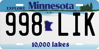 MN license plate 998LIK