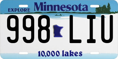 MN license plate 998LIU