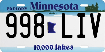 MN license plate 998LIV