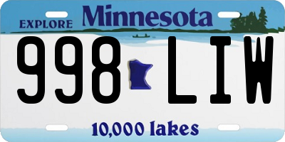 MN license plate 998LIW