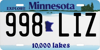 MN license plate 998LIZ