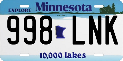 MN license plate 998LNK