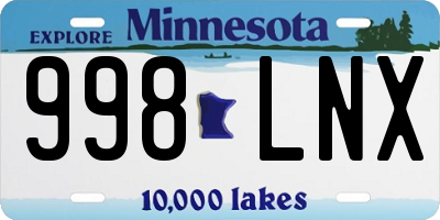 MN license plate 998LNX