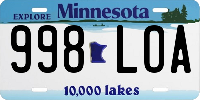 MN license plate 998LOA