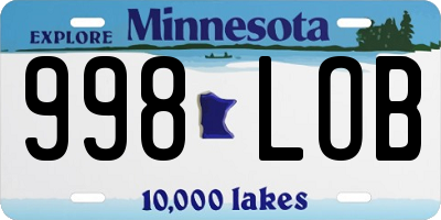 MN license plate 998LOB