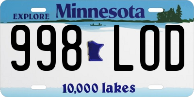 MN license plate 998LOD