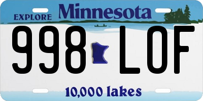 MN license plate 998LOF
