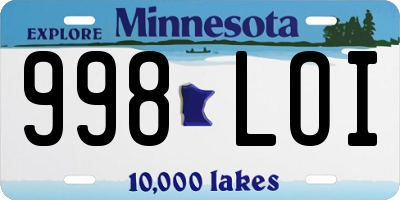 MN license plate 998LOI