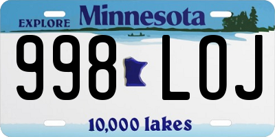 MN license plate 998LOJ