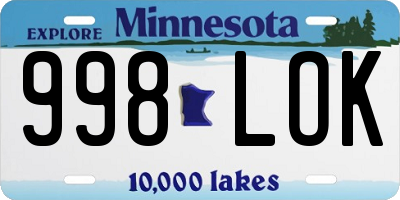 MN license plate 998LOK