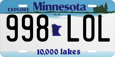 MN license plate 998LOL