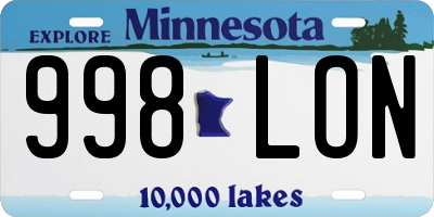 MN license plate 998LON