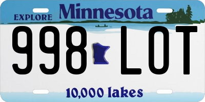 MN license plate 998LOT