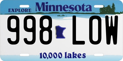 MN license plate 998LOW
