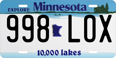 MN license plate 998LOX